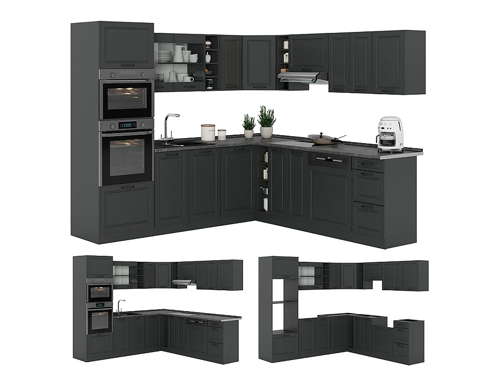 Cuisine en angle anthracite campagne/anthracite 247x60x81.6 r-line