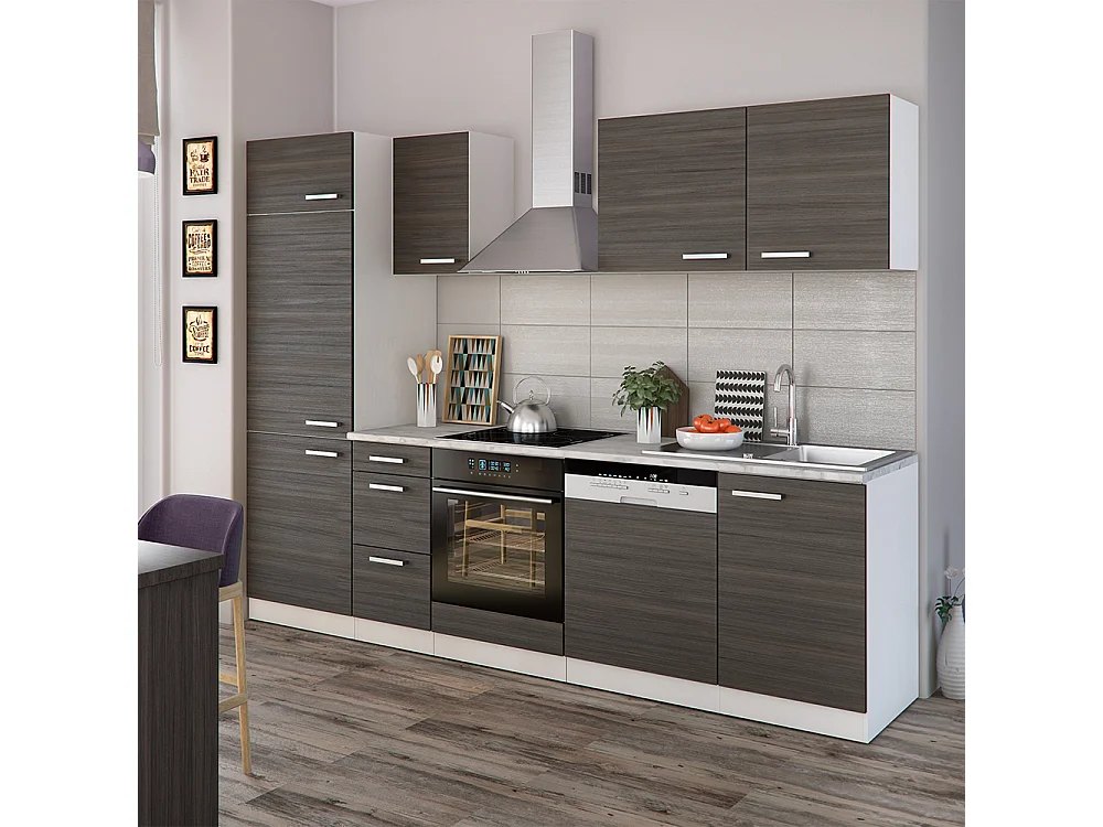 Mueble de cocina precioso gris/blanco 270x57.1x81.6 optima