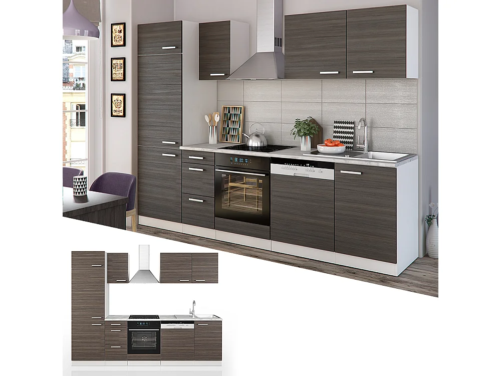 Kitchenette cinza nobre/branco 270x57.1x81.6 optima