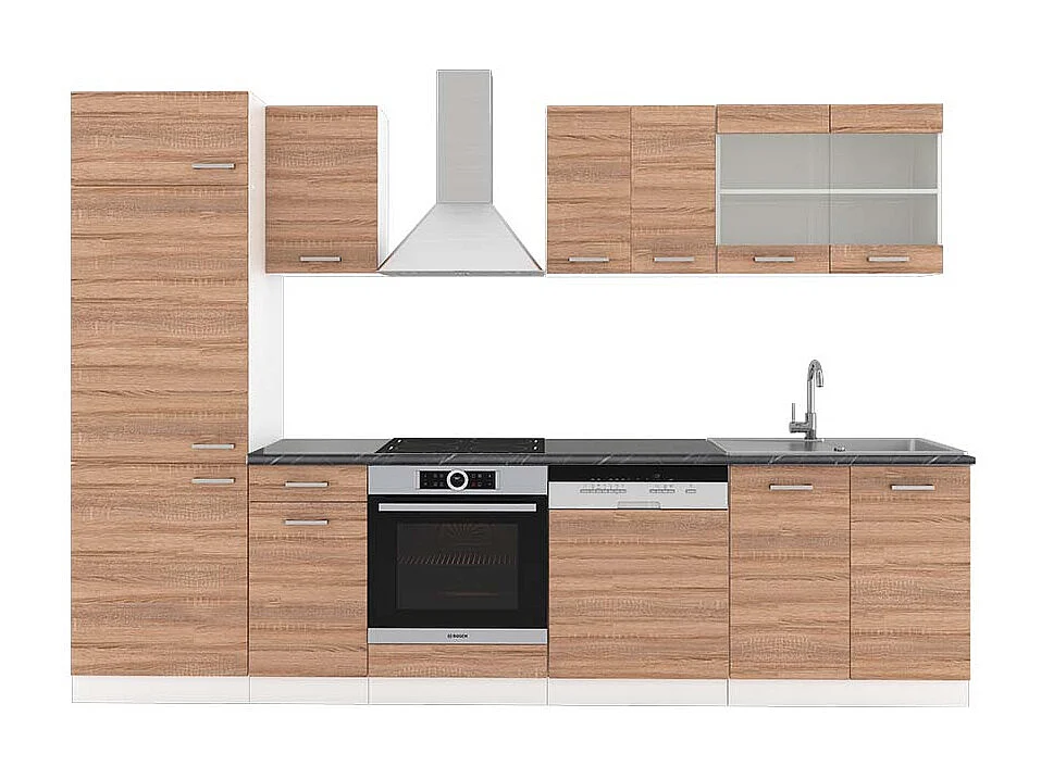 Küchenzeile sonoma/weiß 300x60x81.6 r-line