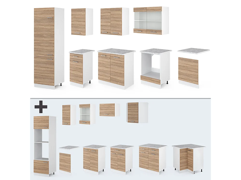 Køkkenrække sonoma/hvid 300x60x81.6 r-line