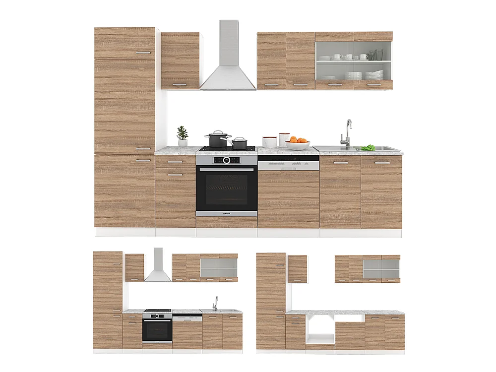 Køkkenrække sonoma/hvid 300x60x81.6 r-line