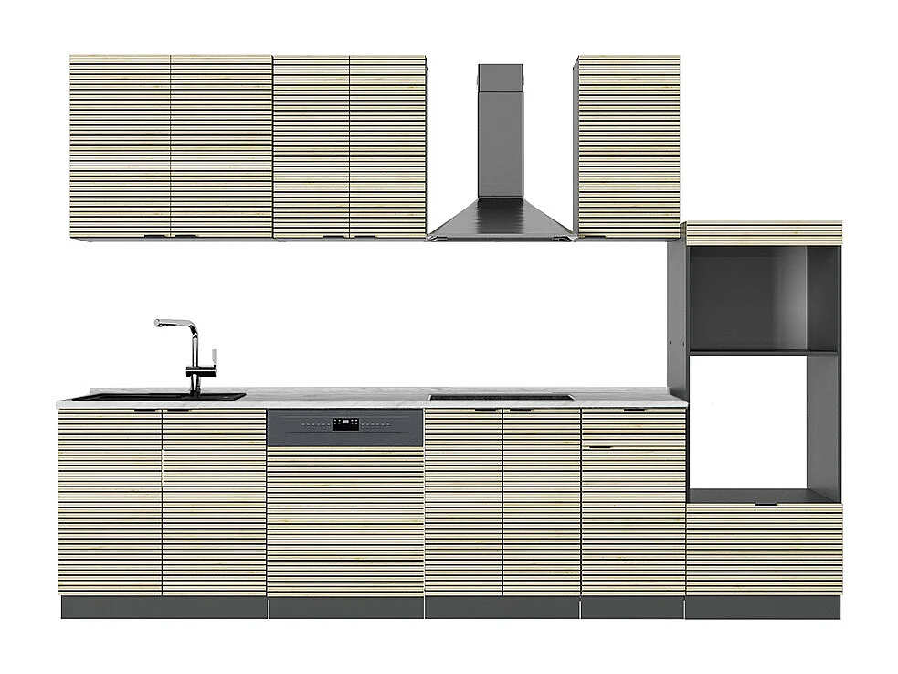 Cuisine chêne lambris/anthracite 300x46x81.6 fame-line