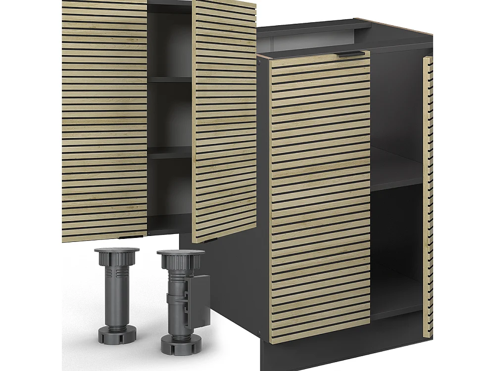 Cuisine chêne lambris/anthracite 300x46x81.6 fame-line