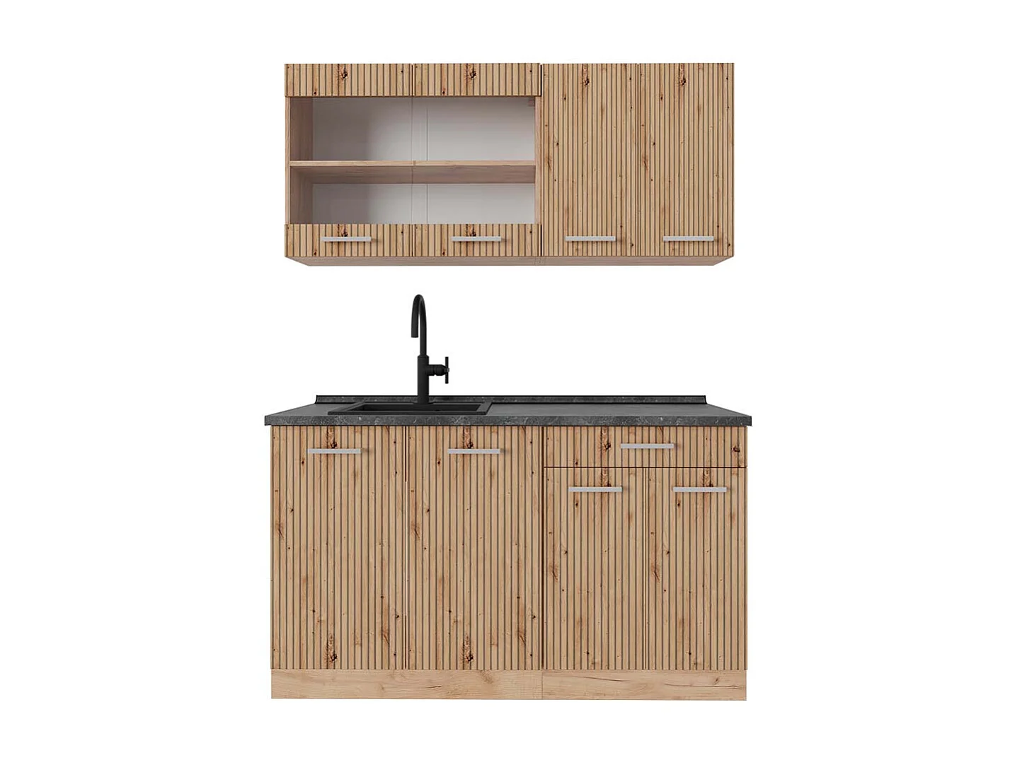 Singleküche artisan-eiche/goldkraft eiche 140x60x81.6 r-line