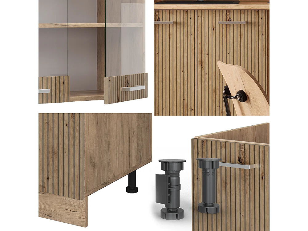 Eenpersoonskeuken artisanaal eiken/goudkraft eiken 140x60x81.6 r-line