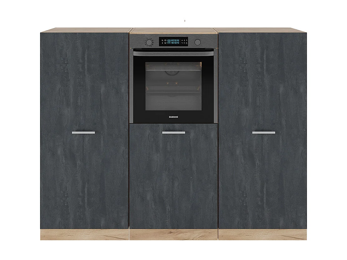 Bloc cuisine béton noir/chêne doré 180x46x81.6 r-line