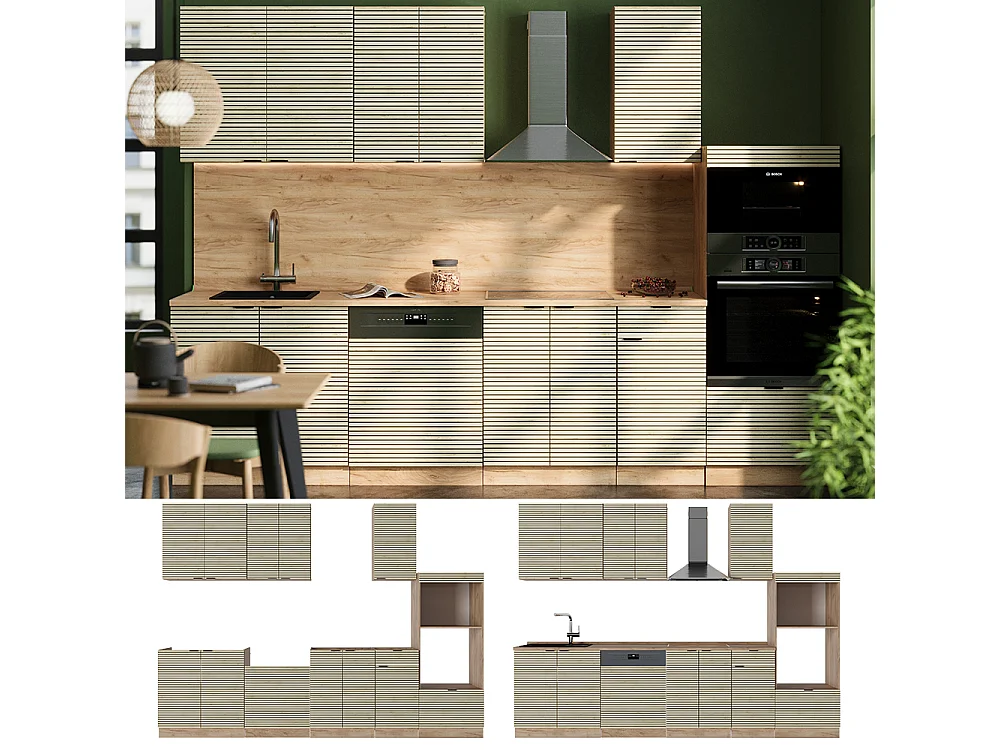 Mueble de cocina panel de roble/roble goldkraft 300x46x81.6 fame-line
