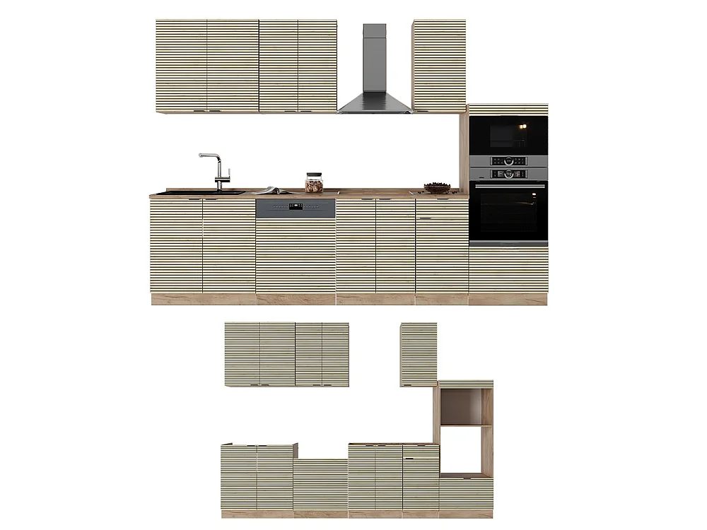 Mueble de cocina panel de roble/roble goldkraft 300x46x81.6 fame-line