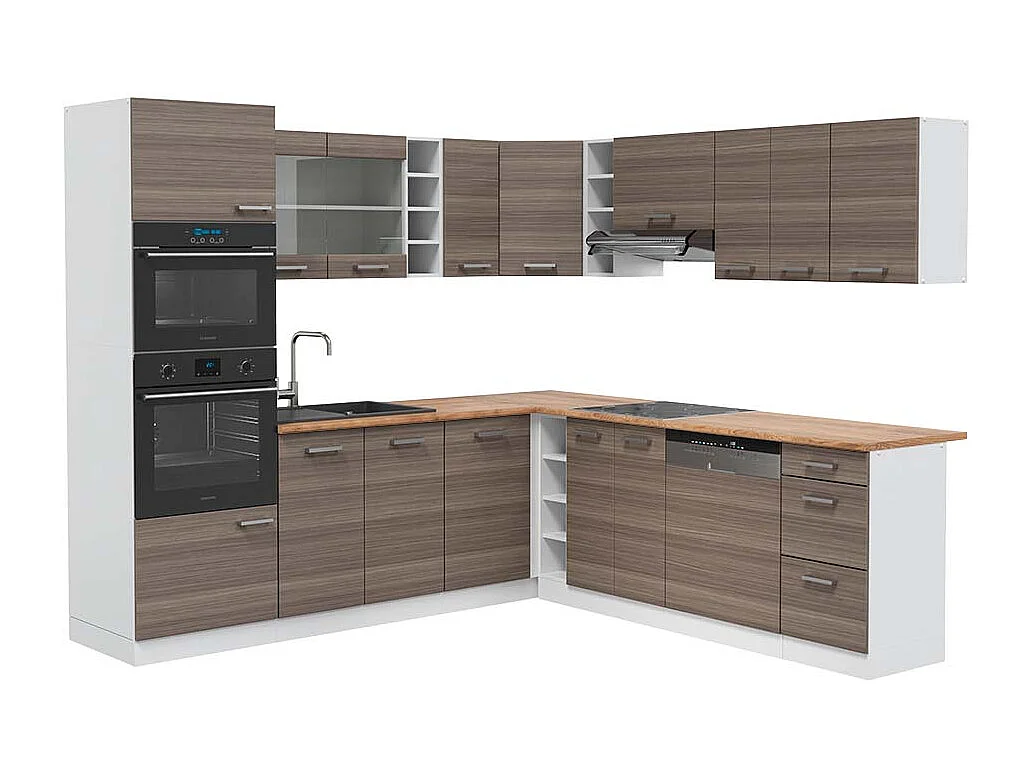 Hoekkeuken edel grijs/wit 247x60x81.6 r-line