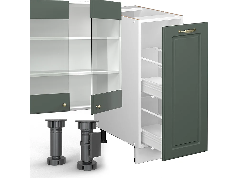 Complete keukeneenheid groen-goud landhuis/wit 280x60x81.6 fame-line