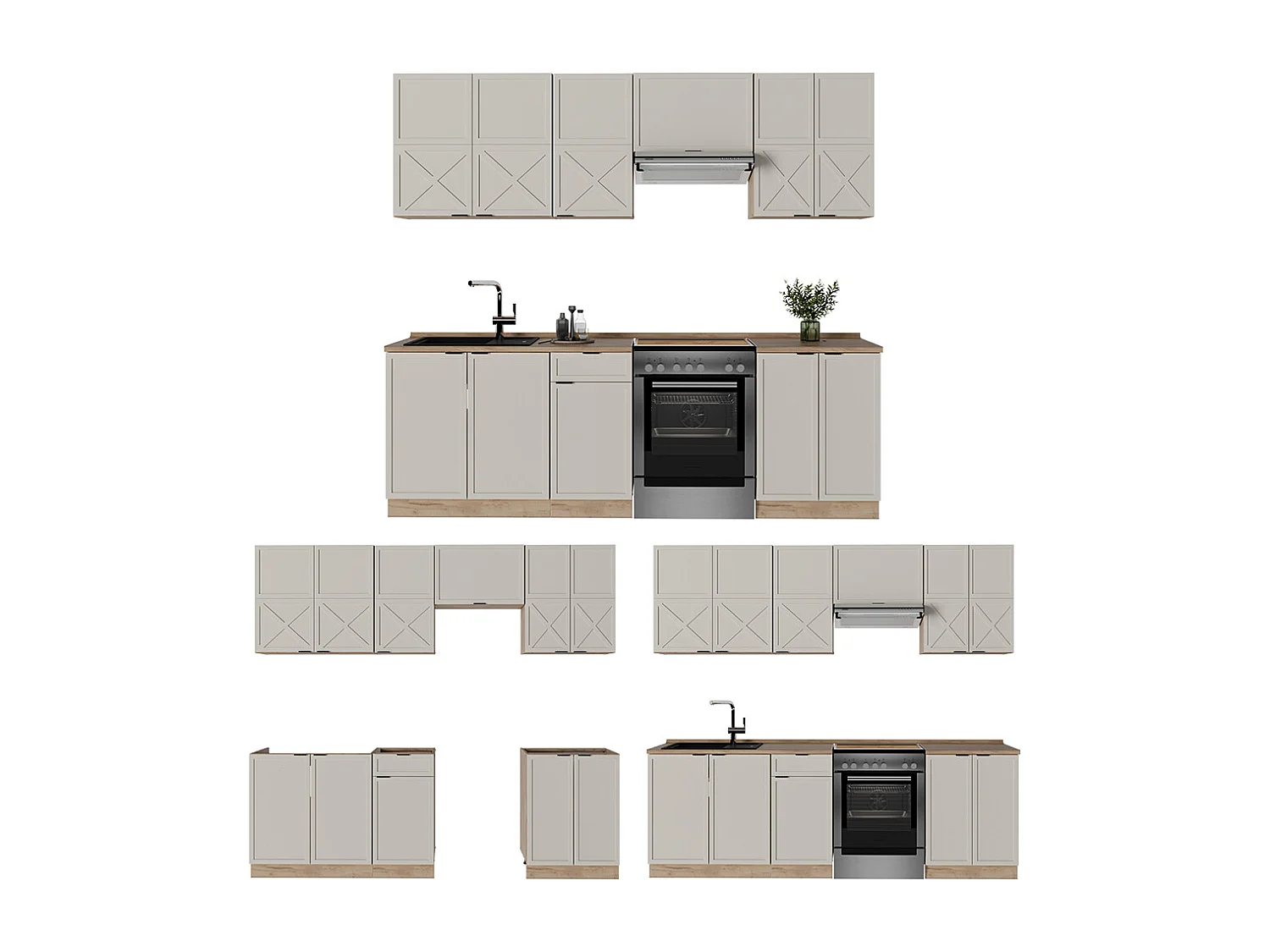 Pentry gråbeige/goldkraft ek 240x60x81.6 fame-line
