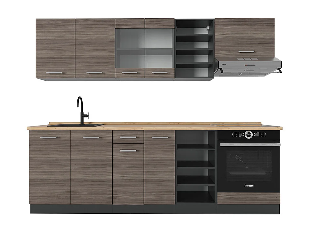 Complete keukeneenheid edel grijs/antraciet 240x46x81.6 r-line