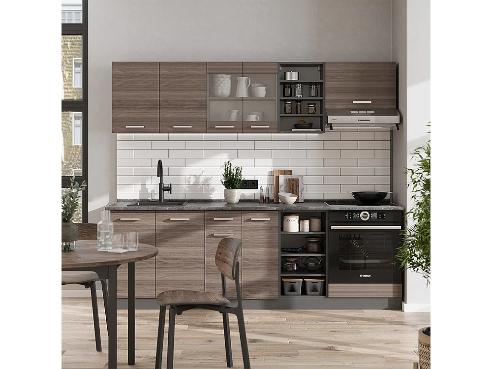 Køkkenrække ædelgrå/antracit 240x46x81.6 r-line