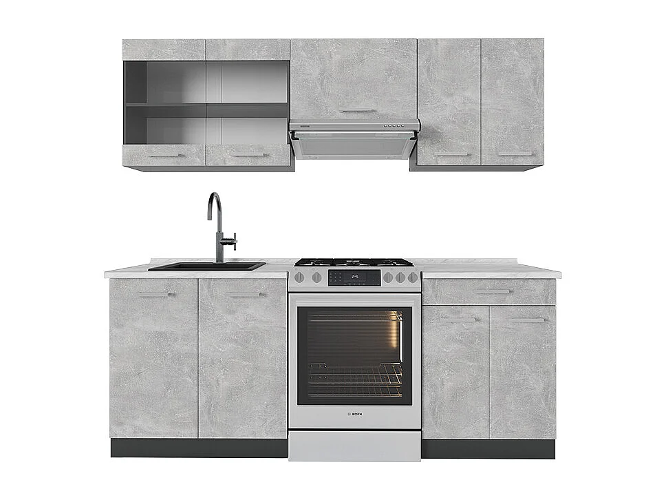 Cuisine béton/anthracite 200x60x81.6 r-line