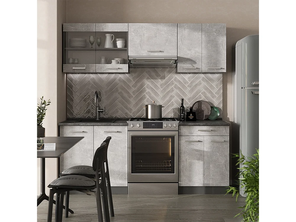 Cuisine béton/anthracite 200x60x81.6 r-line