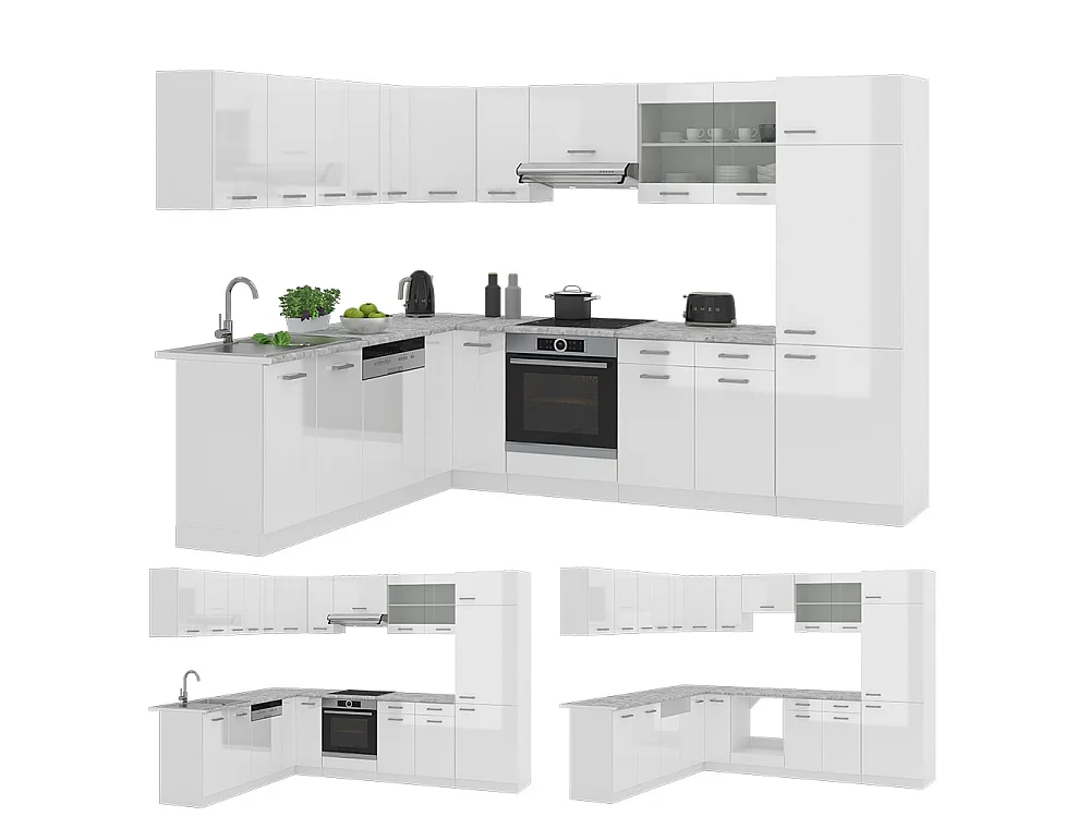 Hörnkök vit högblank/vit 287x60x81.6 r-line