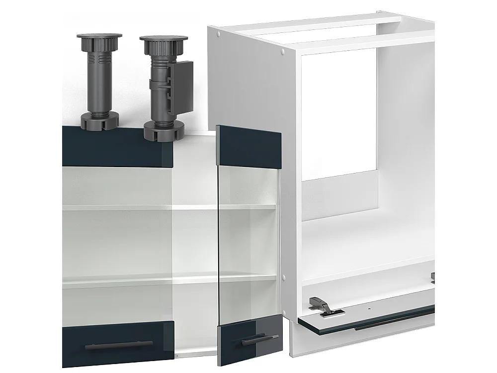 Hjørnekøkken mørkeblå højglans/hvid 287x60x81.6 fame-line