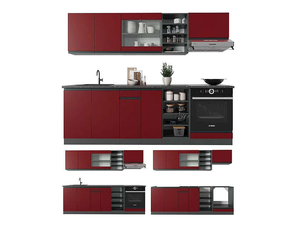 Cuisine rouge/anthracite 240x60x81.6 r-line