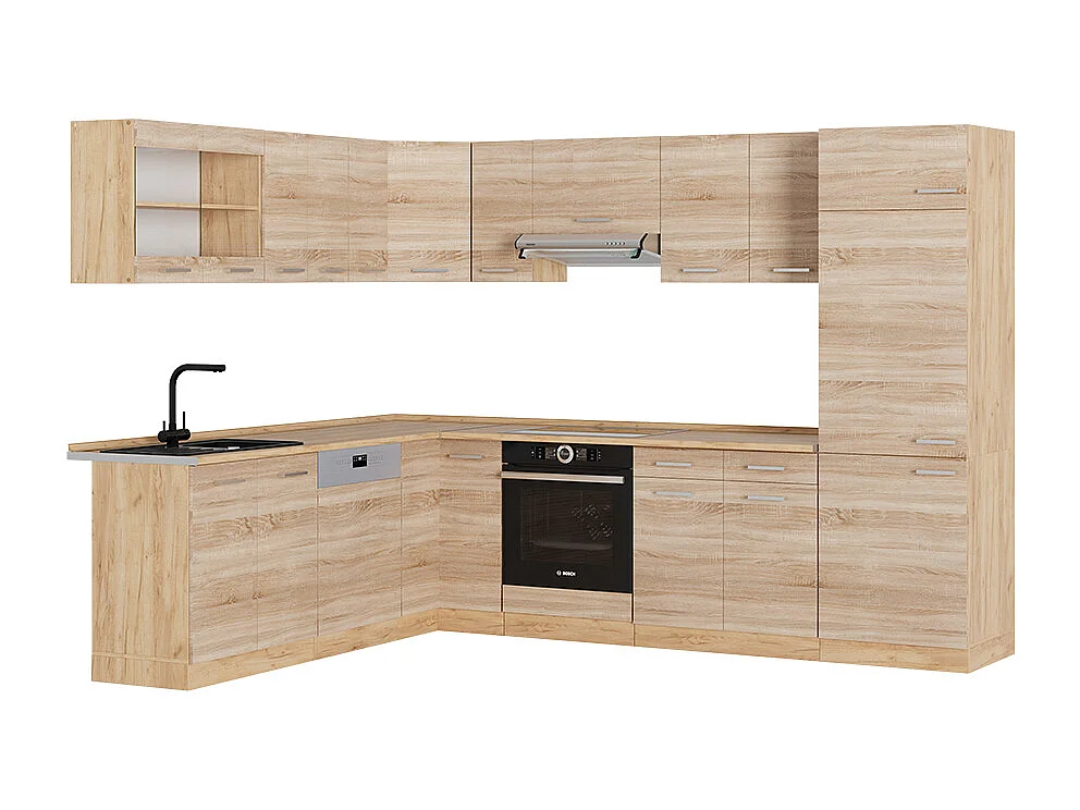 Cocina esquinera roble sonoma/goldkraft 287x46x81.6 r-line