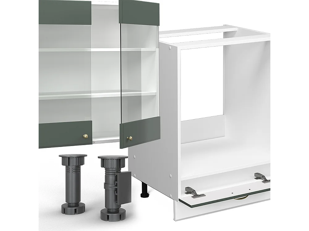 Mueble de cocina verde-dorado casa de campo/blanco 300x46x81.6 fame-line