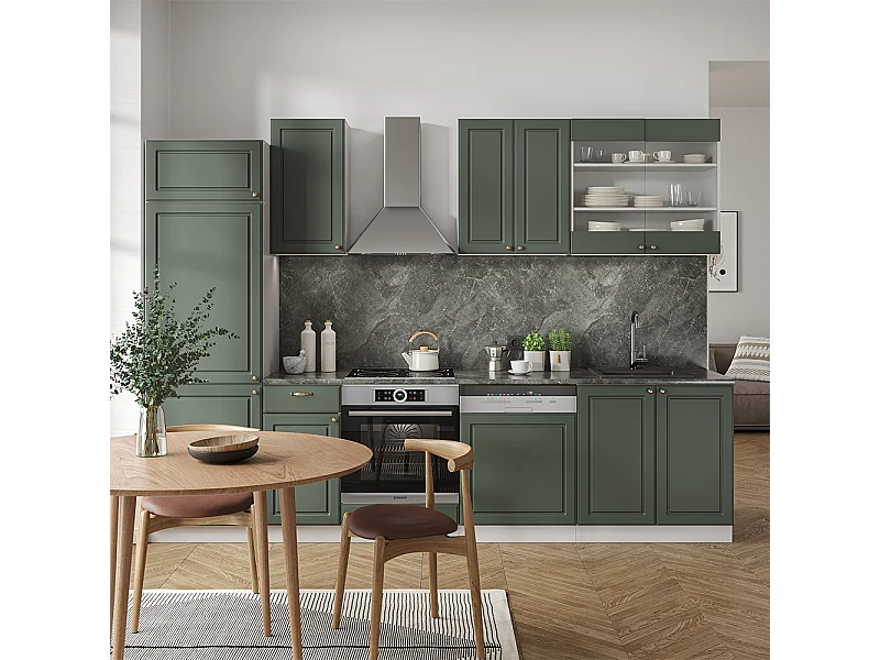 Cuisine vert-or landhaus/blanc 300x46x81.6 fame-line