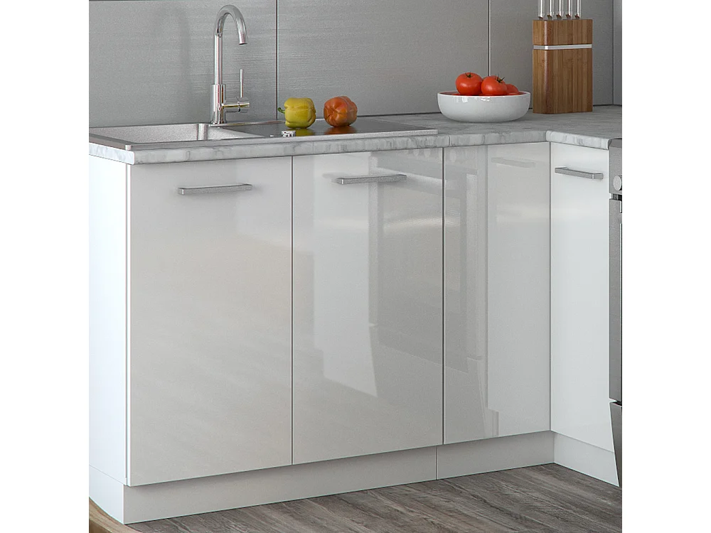 Cuisine en angle blanc haute brillance/blanc 187x60x81.6 r-line