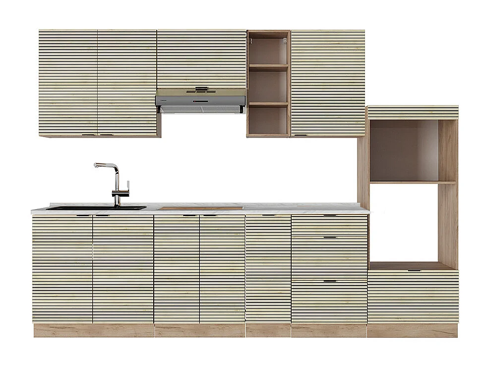 Cuisine chêne lambris/chêne doré 280x60x81.6 fame-line