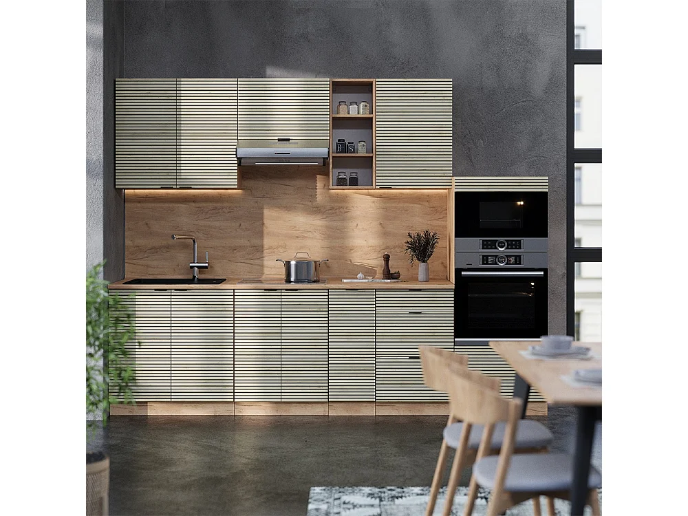 Mueble de cocina panel de roble/roble goldkraft 280x60x81.6 fame-line