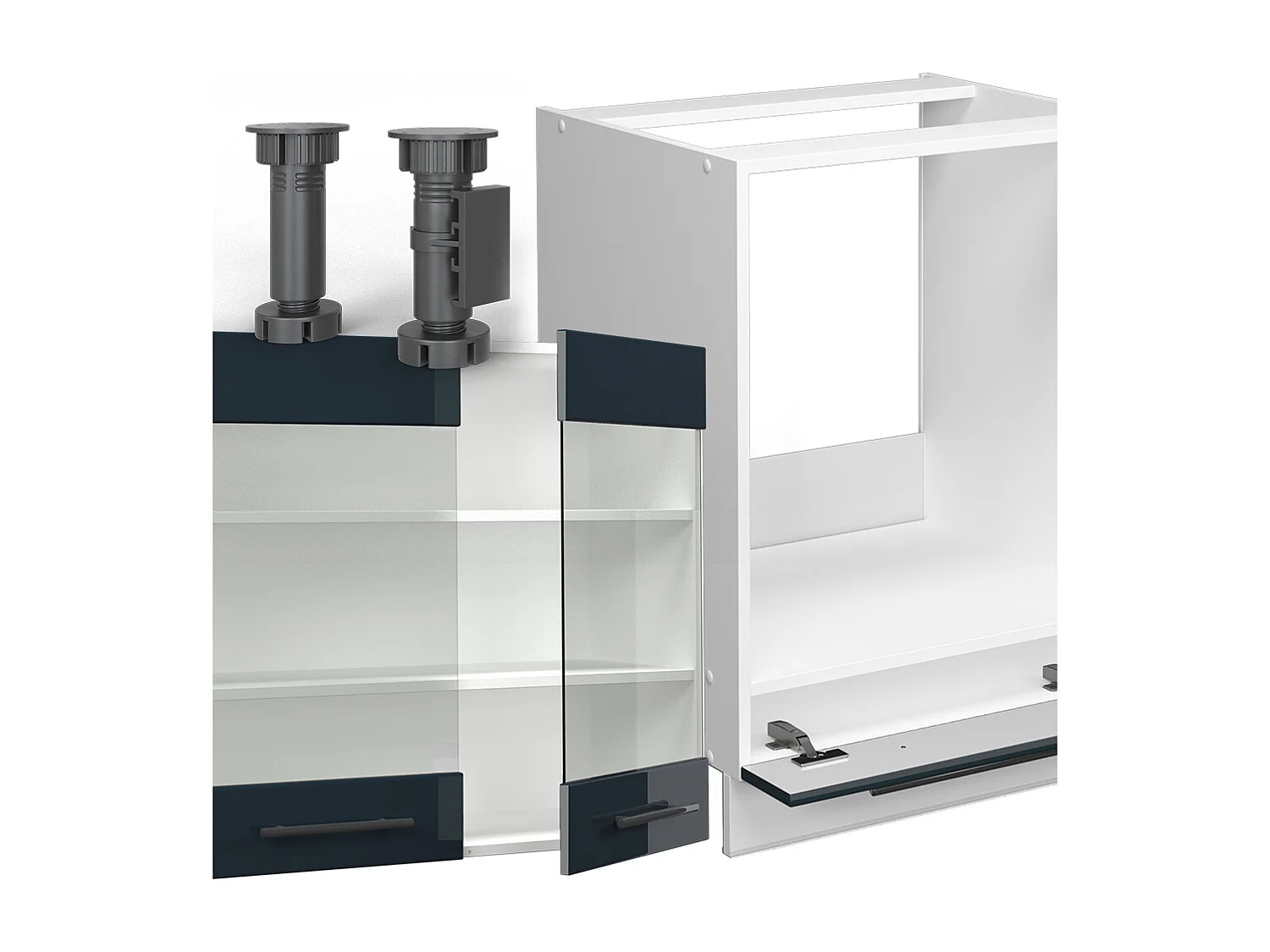 Armoires de cuisine bleu foncé brillant/blanc 190x60x81.6 fame-line