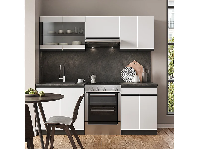 Mueble de cocina blanco/antracita 200x46x81.6 r-line