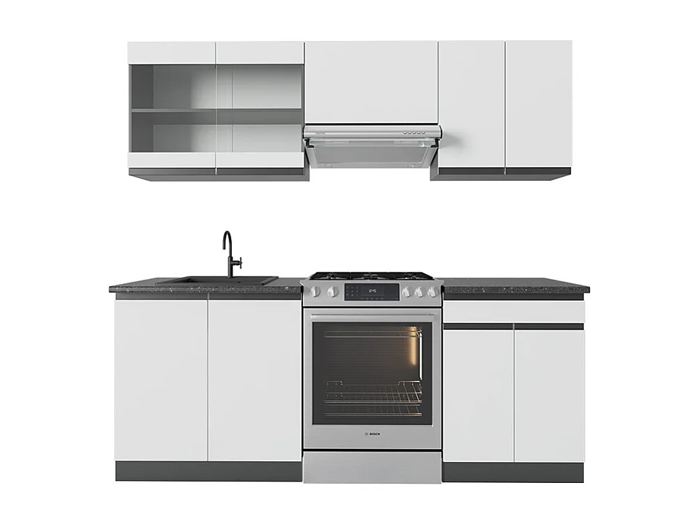 Mueble de cocina blanco/antracita 200x46x81.6 r-line