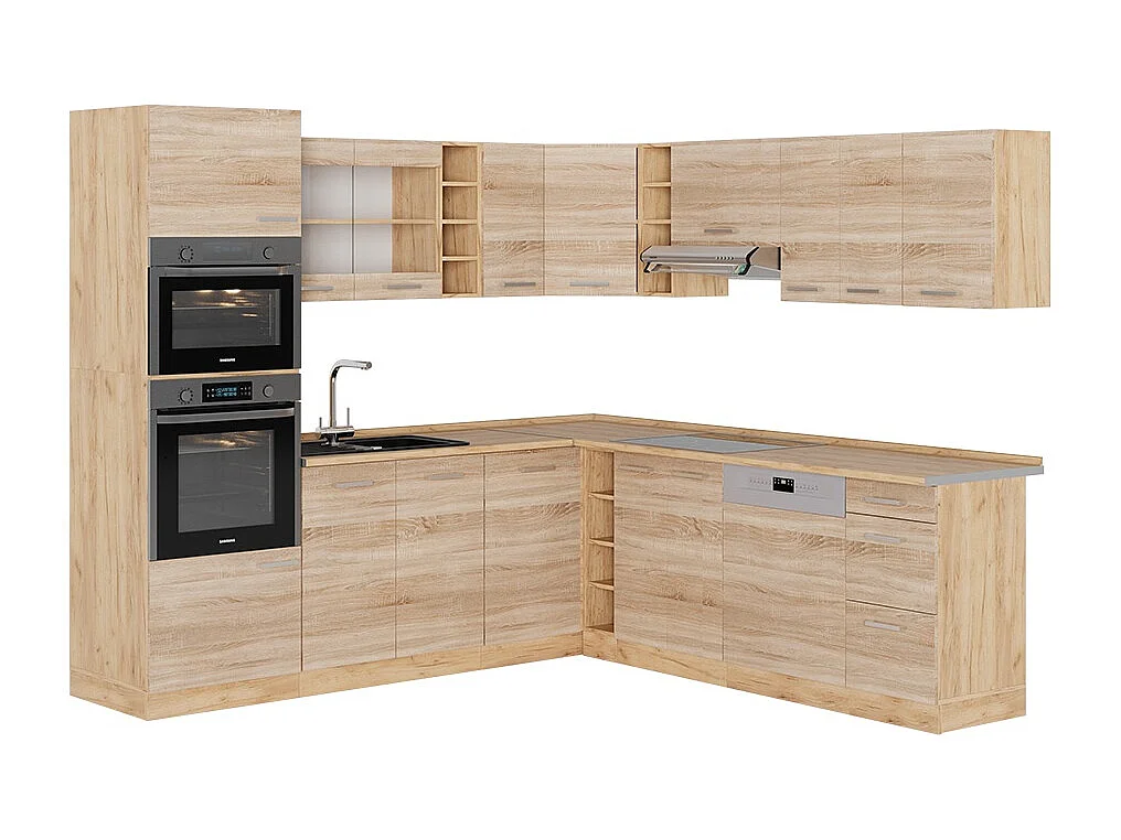 Cucina angolare completa rovere sonoma/goldkraft 247x46x81.6 r-line