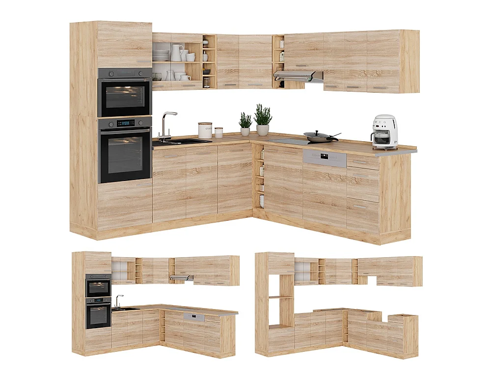 Hjørnekøkken sonoma/gylden eg 247x46x81.6 r-line
