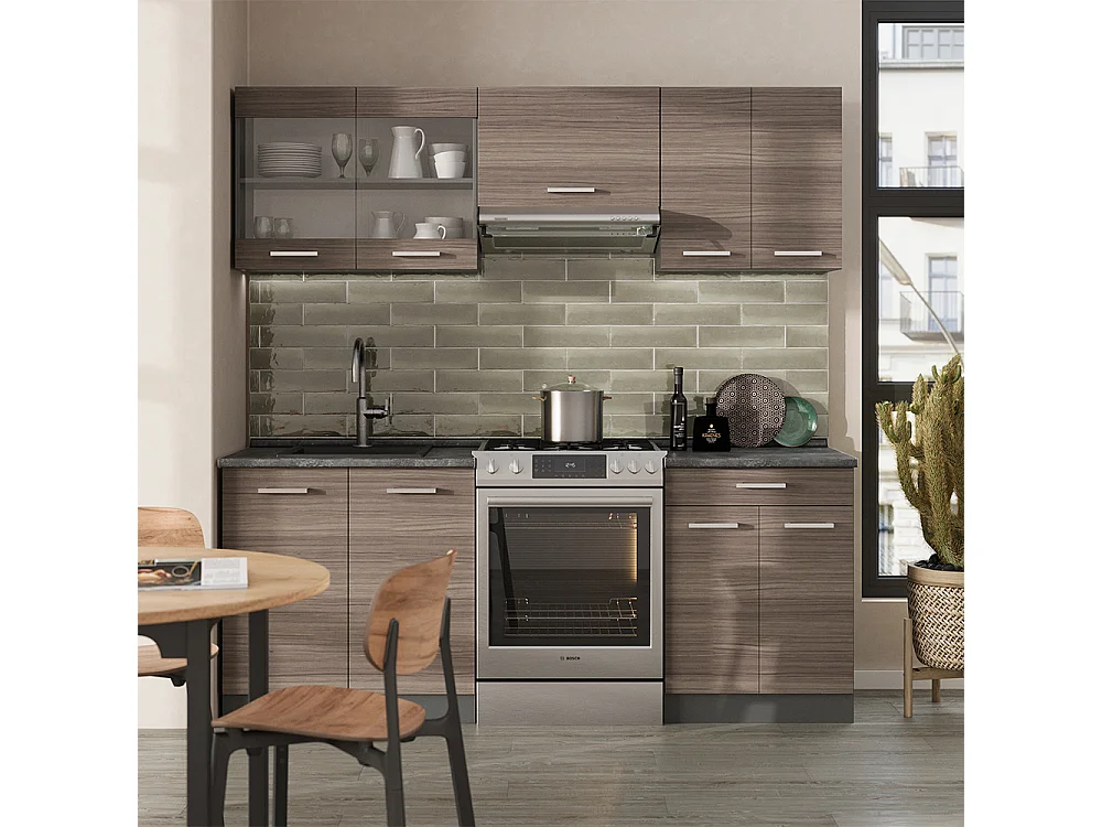 Cucina componibile grigio nobile/antracite 200x60x81.6 r-line