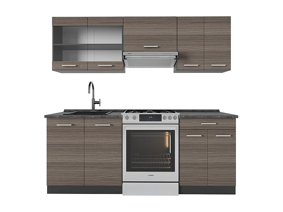 Cucina componibile grigio nobile/antracite 200x60x81.6 r-line