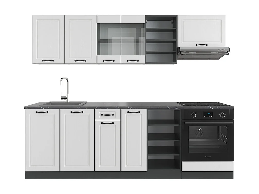 Cuisine blanc cottage/anthracite 240x46x81.6 r-line