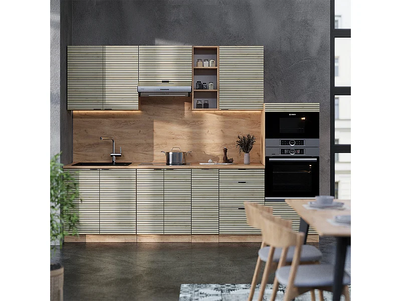 Küchenzeile eiche paneel/goldkraft eiche 280x46x81.6 fame-line