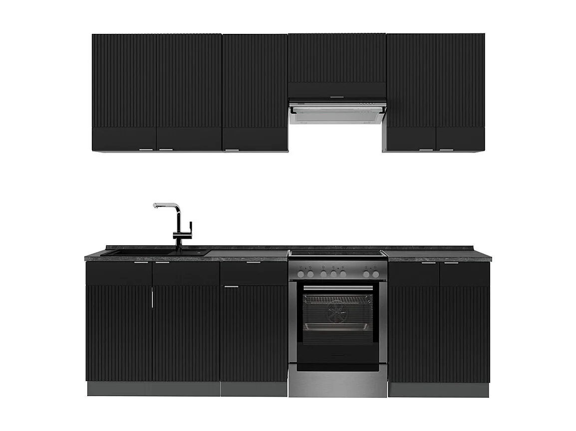Cuisine noir rayé/anthracite 240x60x81.6 fame-line