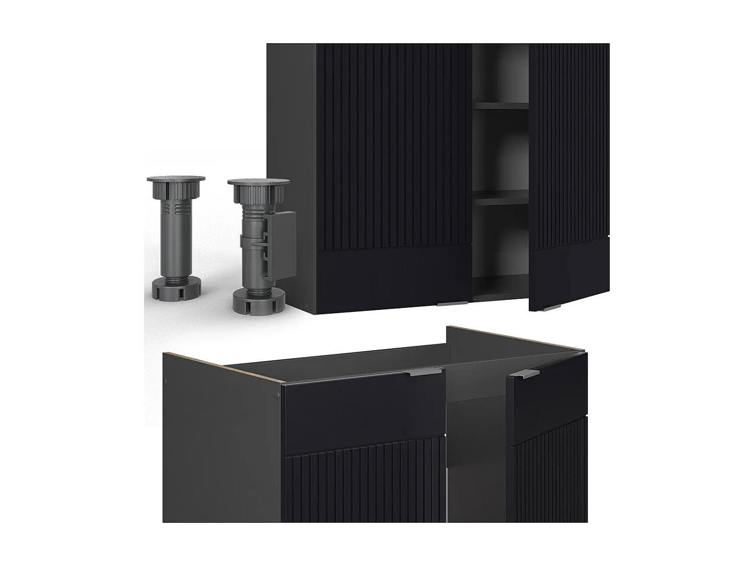 Cuisine noir rayé/anthracite 240x60x81.6 fame-line