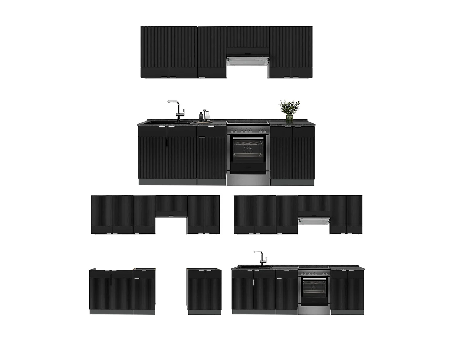 Cuisine noir rayé/anthracite 240x60x81.6 fame-line