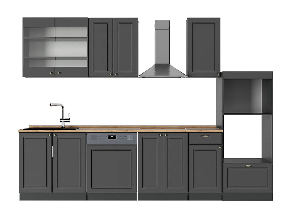 Mueble de cocina antracita-oro landhaus 300x60x81.6 fame-line