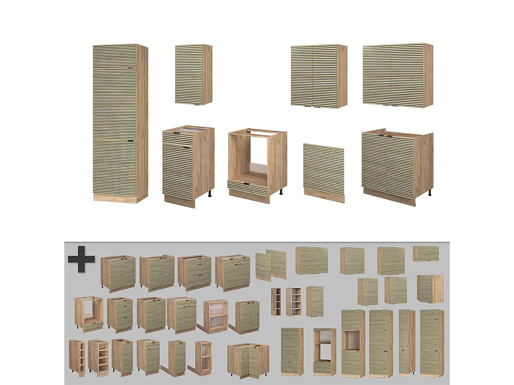 Mueble de cocina panel de roble/roble goldkraft 300x60x81.6 fame-line