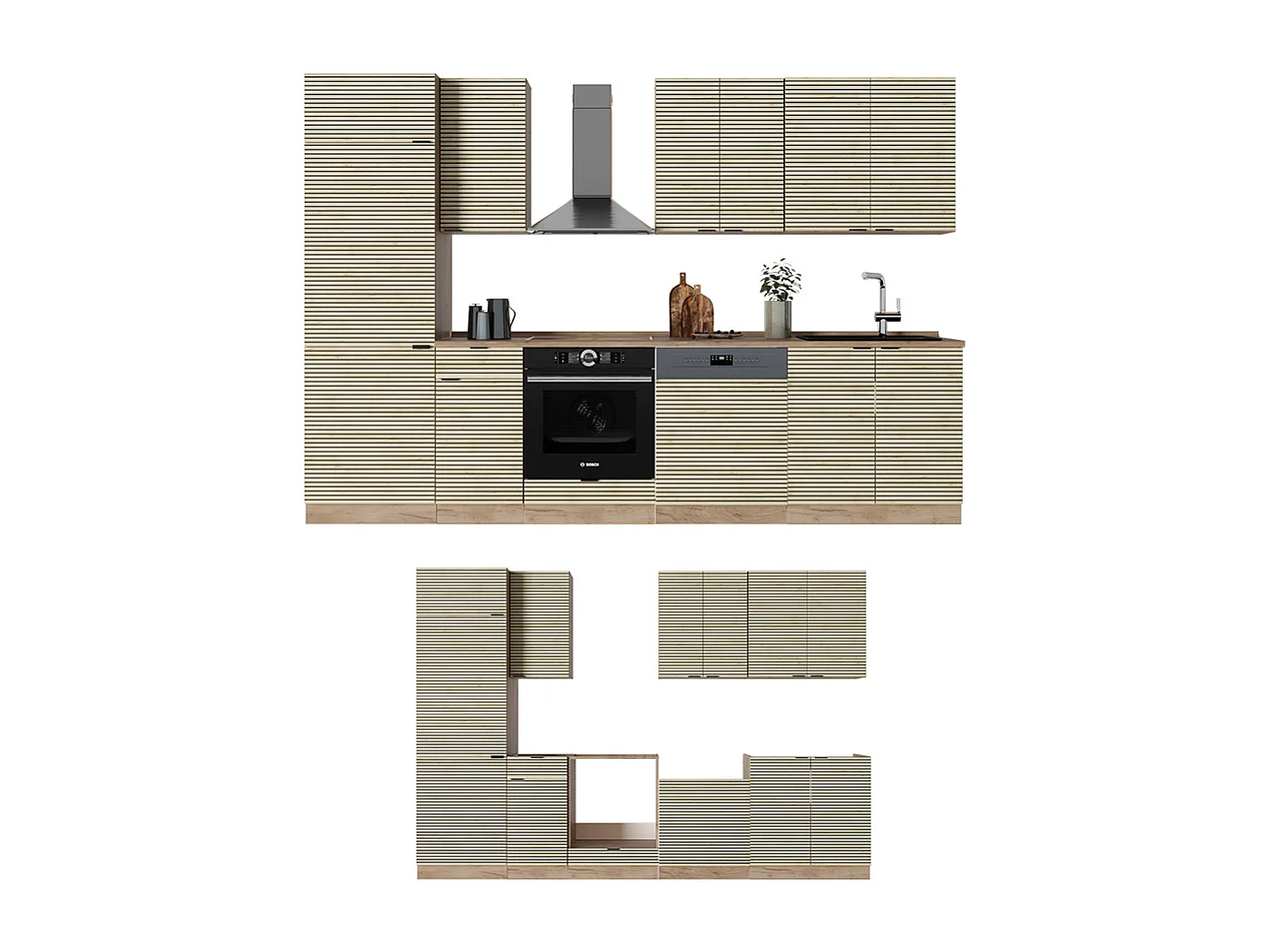 Mueble de cocina panel de roble/roble goldkraft 300x60x81.6 fame-line