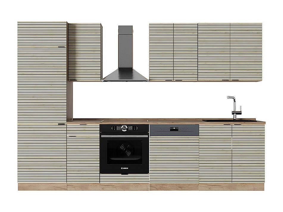 Cuisine chêne lambris/chêne doré 300x60x81.6 fame-line