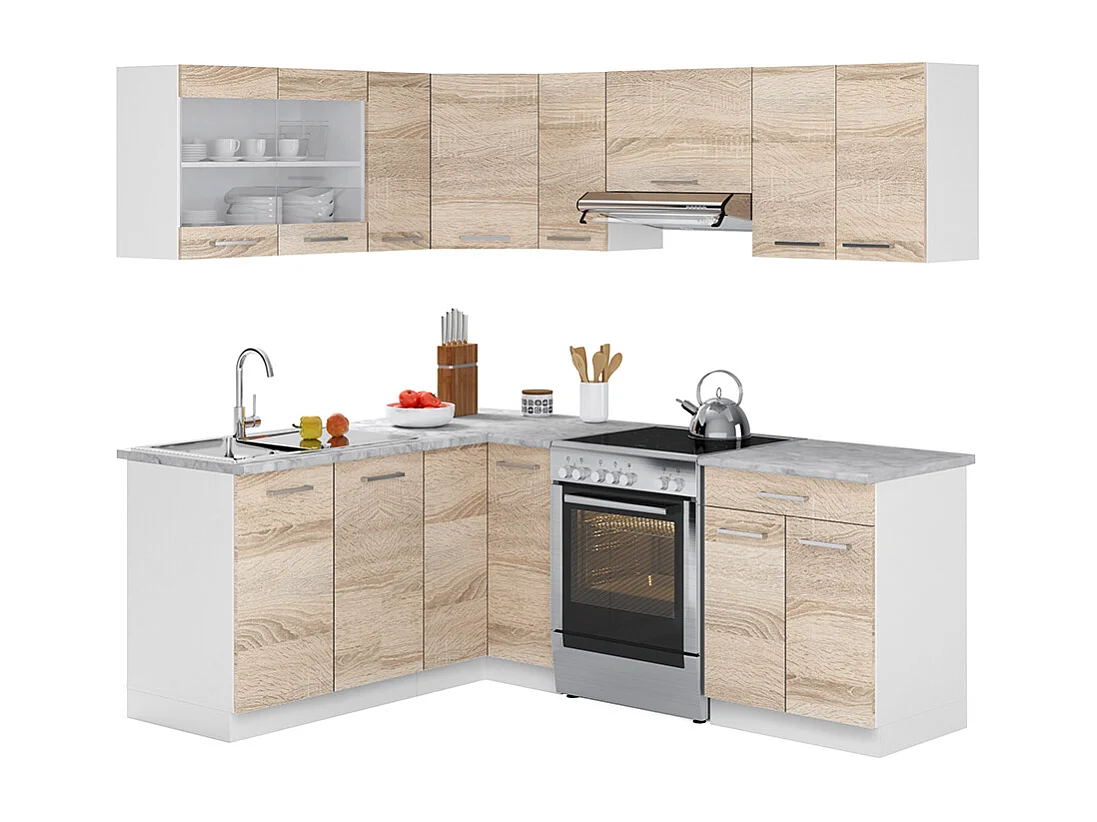 Cocina esquinera blanco/sonoma 207x60x81.6 rick