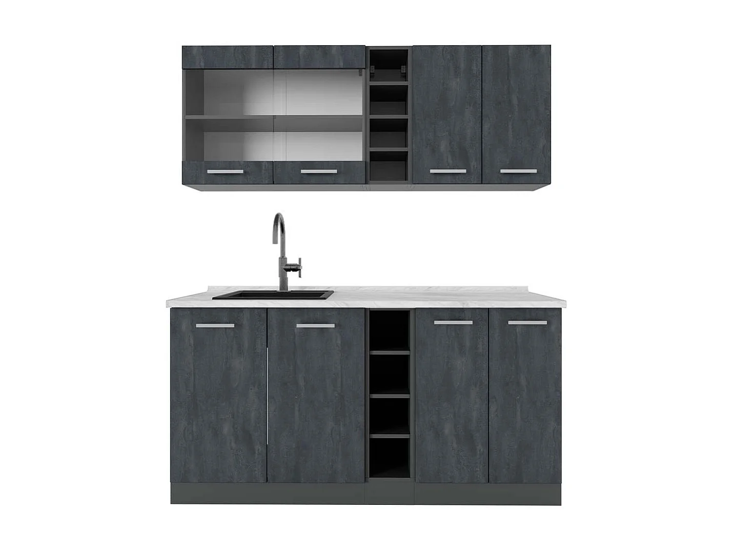 Cocina versátil hormigón negro/antracita 160x60x81.6 r-line
