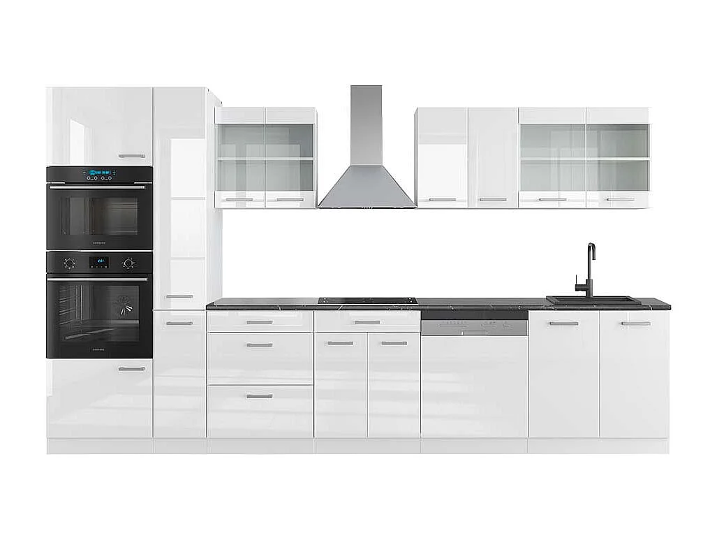Zabudowa kuchenna biały wysoki połysk/biały 350x60x81.6 r-line