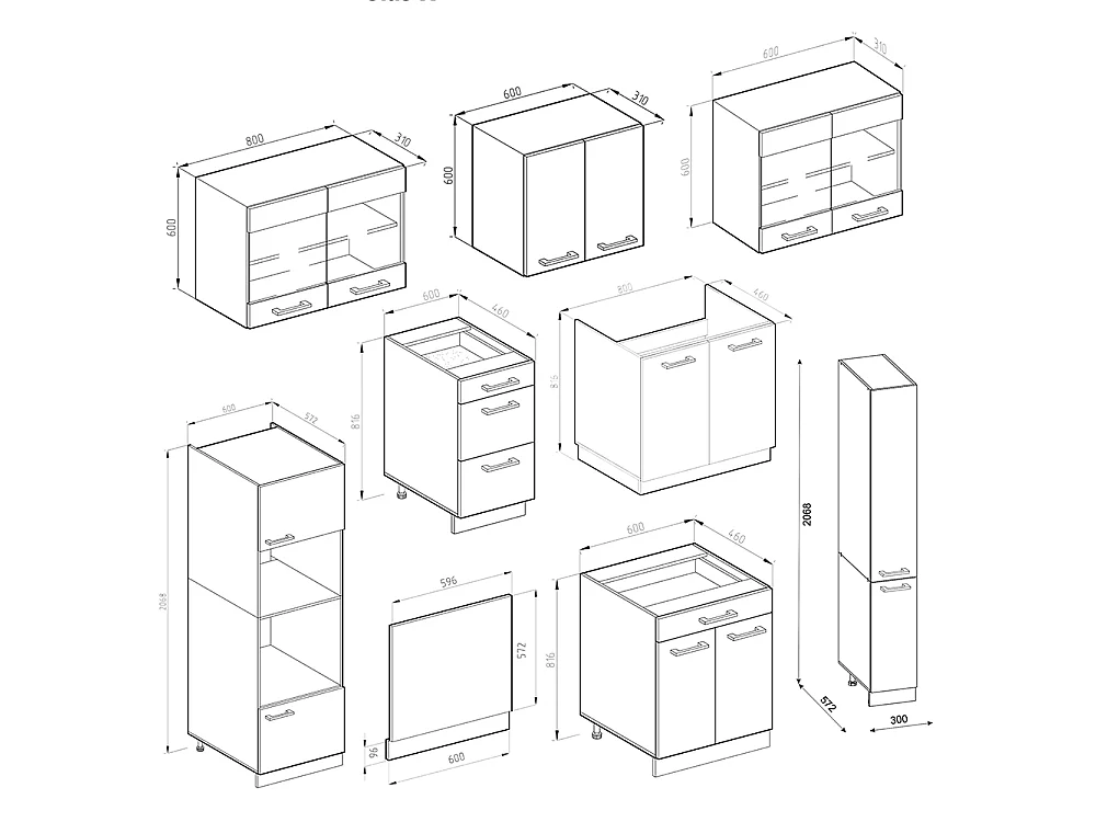 Cuisine blanc brillant/blanc 350x60x81.6 r-line
