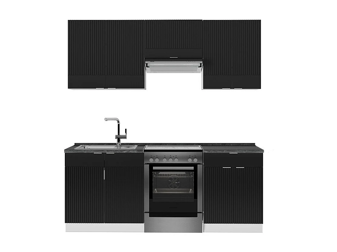 Cuisine noir rayé/blanc 200x60x81.6 fame-line